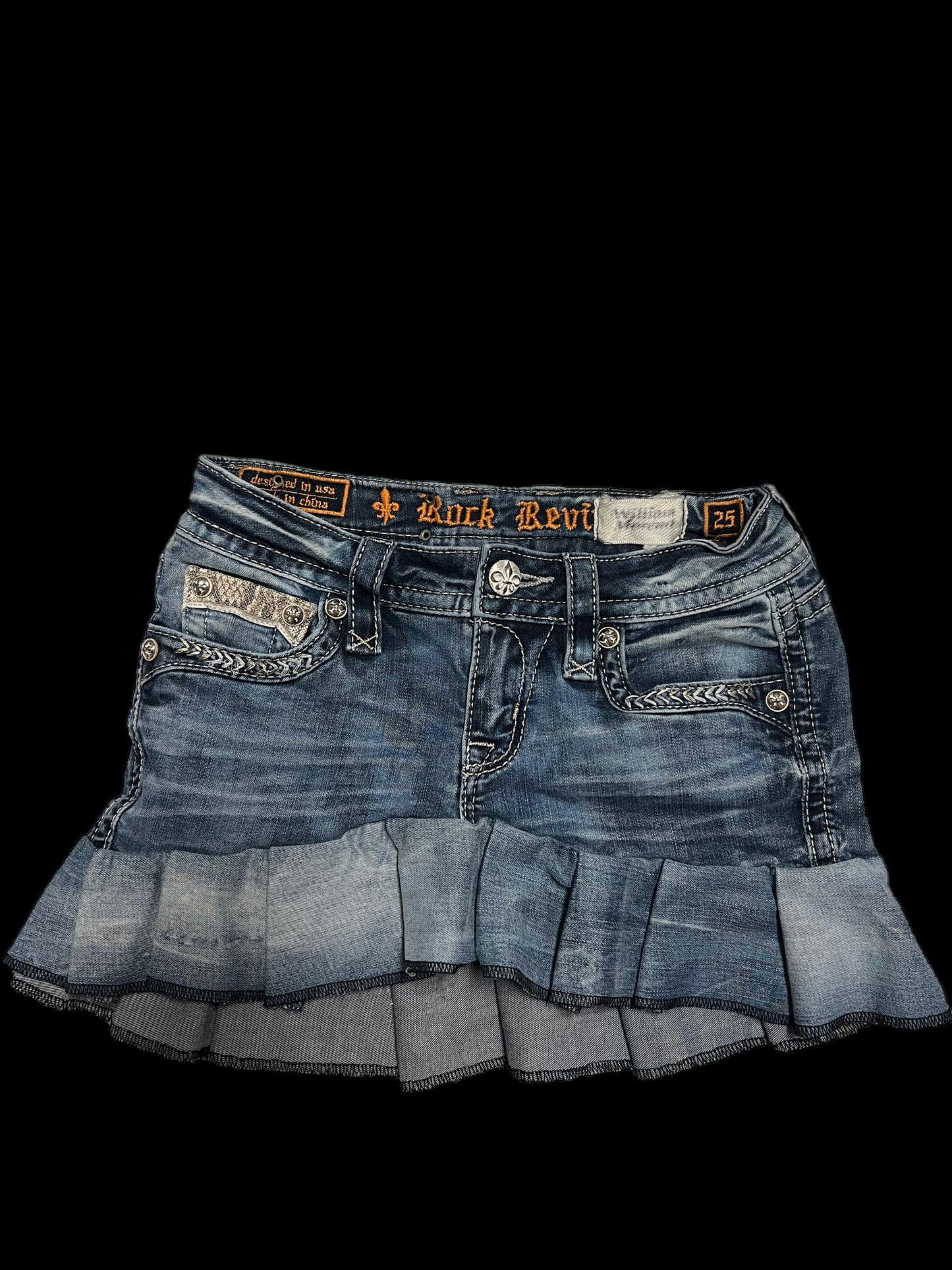 Rock revival mini skirt