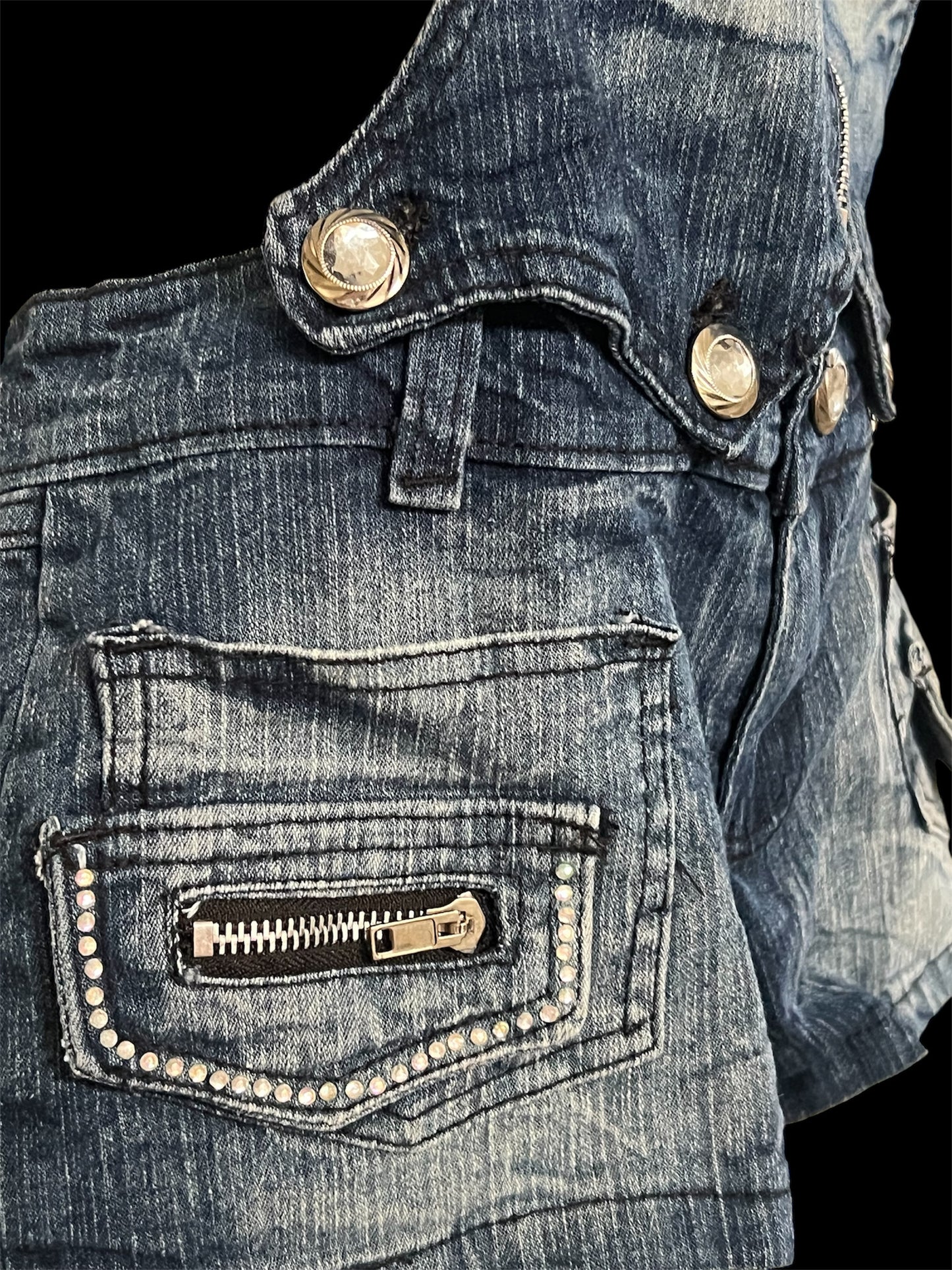Blue denim overalls