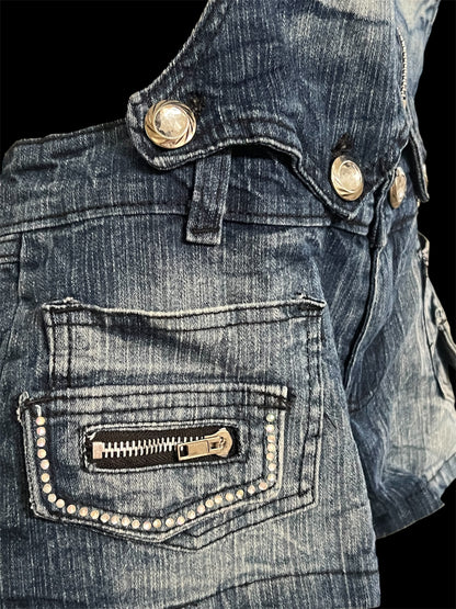 Blue denim overalls