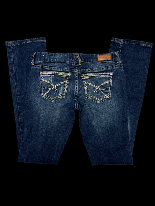 Embellished low rise jeans