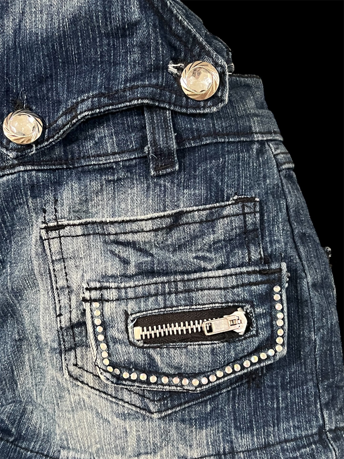 Blue denim overalls