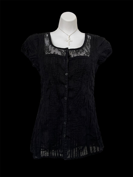 Black button-up top