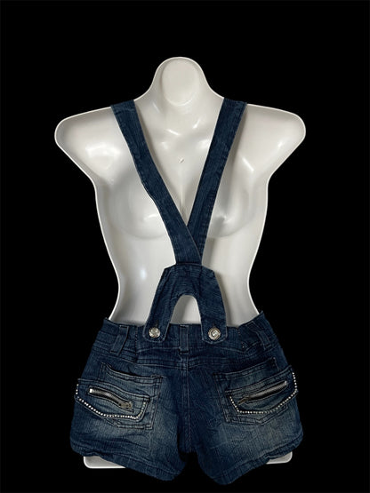 Blue denim overalls