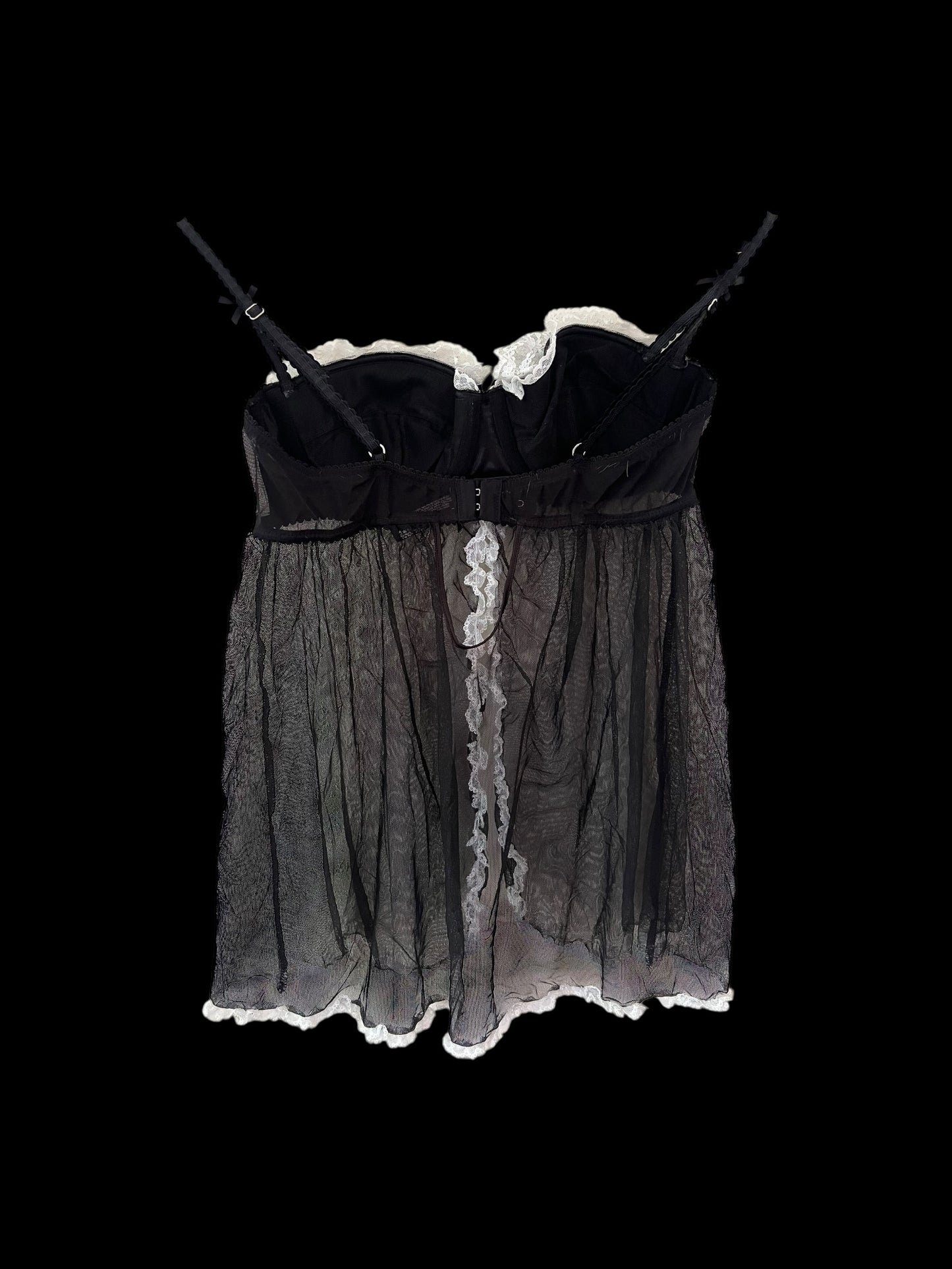 Black/white babydoll lingerie bra top
