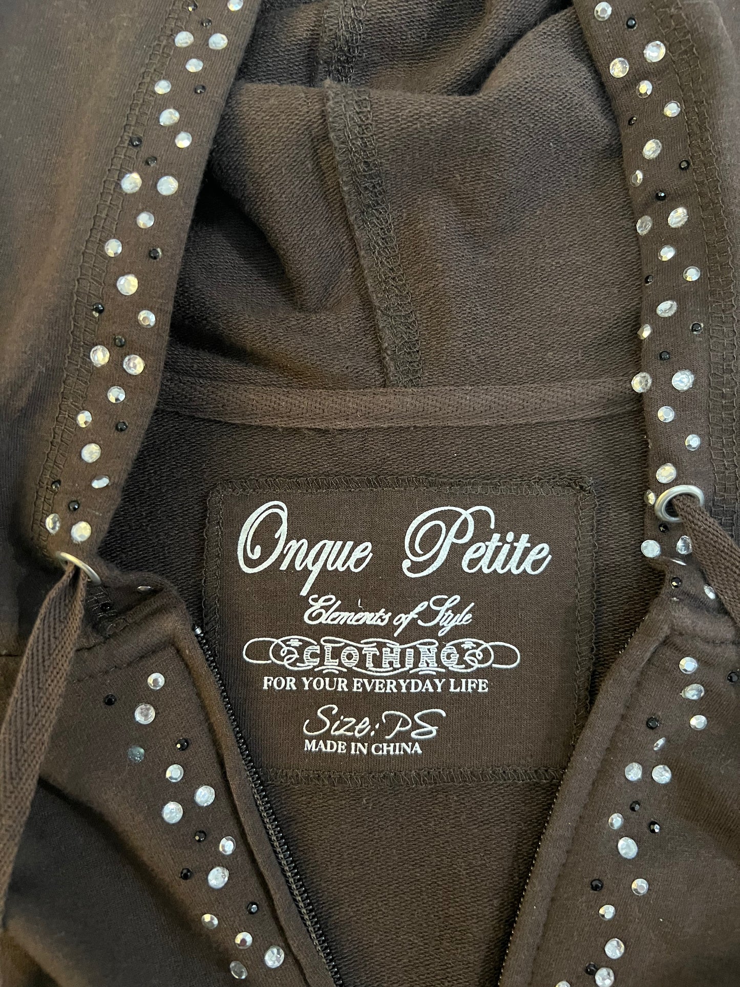 Embellished brown hoodie