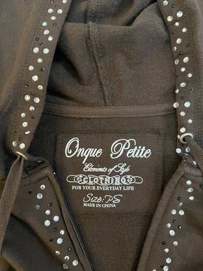 Embellished brown hoodie