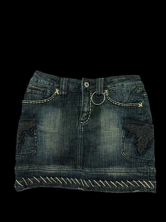 Embroidered denim skirt